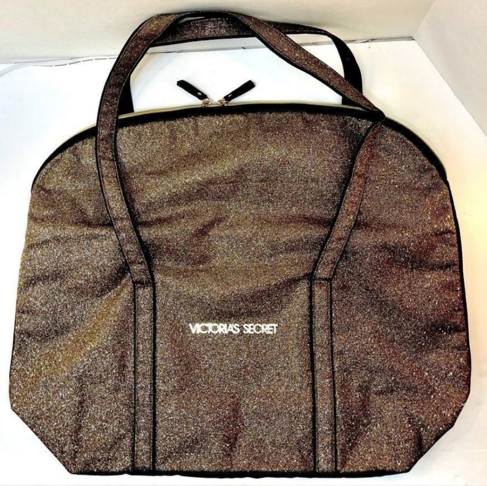 Victoria secret gold black tote bag